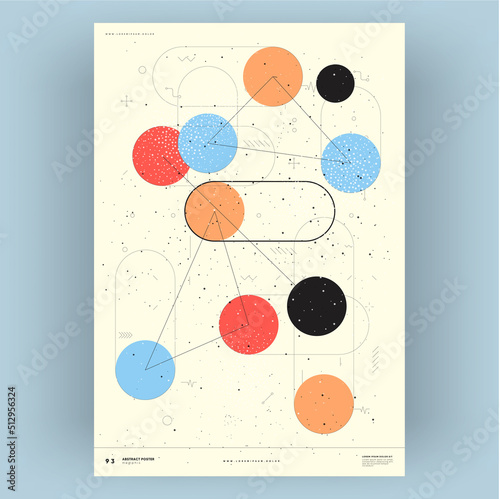 Abstract poster. Vector trendy illustrations of geometric shapes. Memphis and Bauhaus style designs. Modern painting for interior.