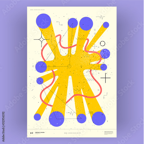 Abstract poster. Vector trendy illustrations of geometric shapes. Memphis and Bauhaus style designs. Modern painting for interior.