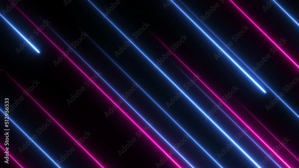 Neon light abstract background motion. 3d futuristic purple blue glow led lines move on black background. Show, party, stage, presentation concept. Neon light abstract background motion. 3d futuristic purple blue glow led lines move on black background. Show, party, stage, presentation concept.