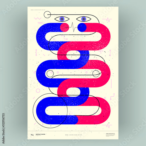 Abstract poster. Vector trendy illustrations of geometric shapes. Memphis and Bauhaus style designs. Modern painting for interior.