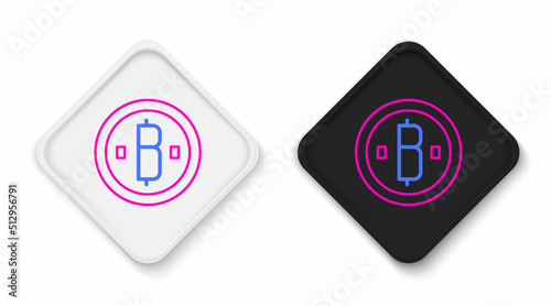 Line Cryptocurrency coin Bitcoin icon isolated on white background. Physical bit coin. Blockchain based secure crypto currency. Colorful outline concept. Vector