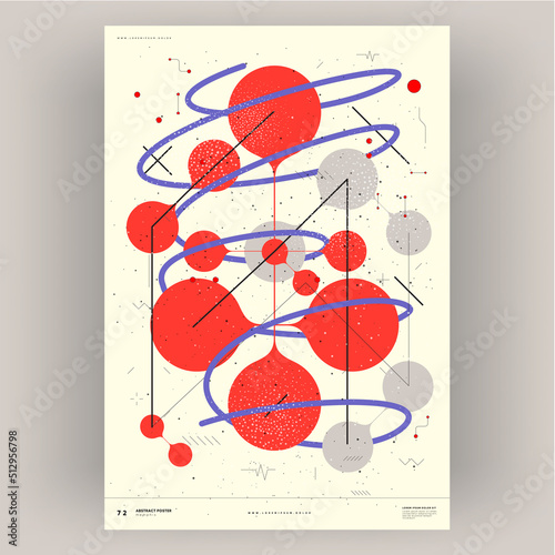 Abstract poster. Vector trendy illustrations of geometric shapes. Memphis and Bauhaus style designs. Modern painting for interior.