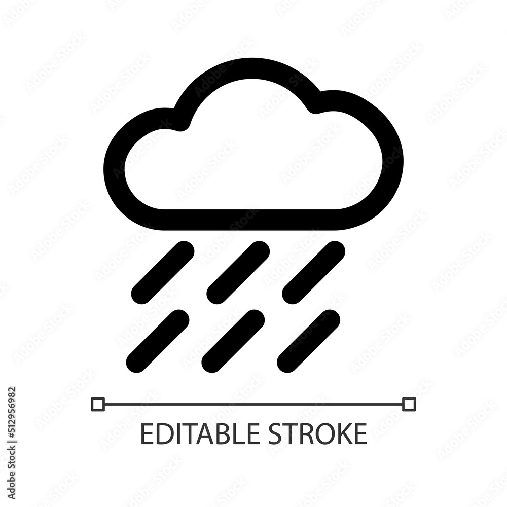 Heavy rain white linear ui icon. Weather prediction. Precipitations forecast. GUI, UX design. Outline isolated user interface element for app and web. Editable stroke. Arial font used Heavy rain white linear ui icon. Weather prediction. Precipitations forecast. GUI, UX design. Outline isolated user interface element for app and web. Editable stroke. Arial font used