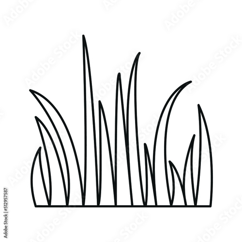 Grass. Black and white vector illustration. Coloring.