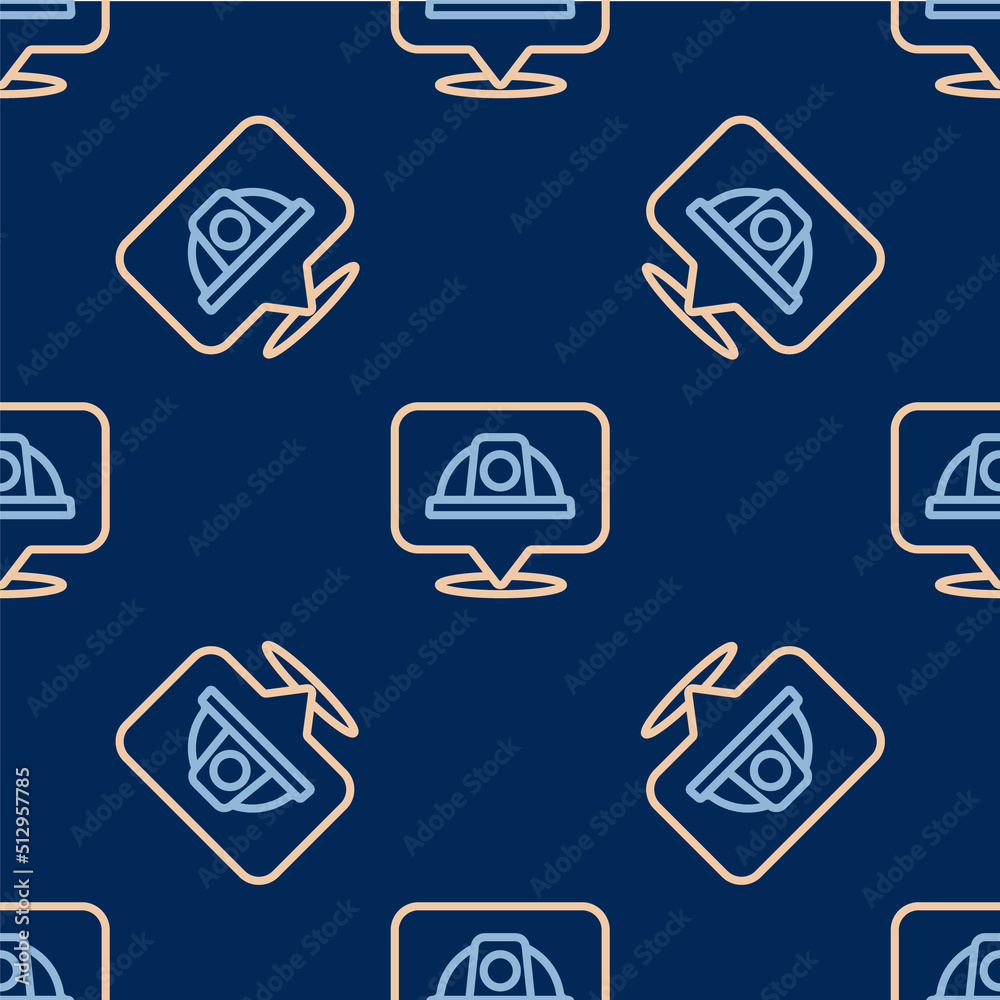 Line Worker safety helmet icon isolated seamless pattern on blue background. Vector Line Worker safety helmet icon isolated seamless pattern on blue background. Vector