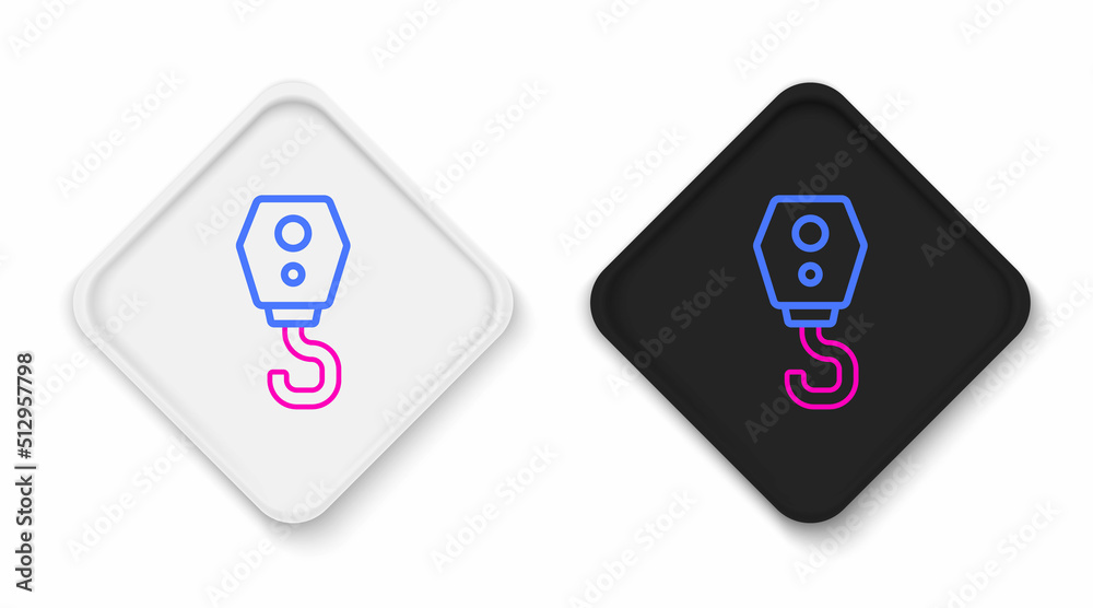 Line Crane hook icon isolated on white background. Industrial hook icon. Colorful outline concept. Vector Line Crane hook icon isolated on white background. Industrial hook icon. Colorful outline concept. Vector