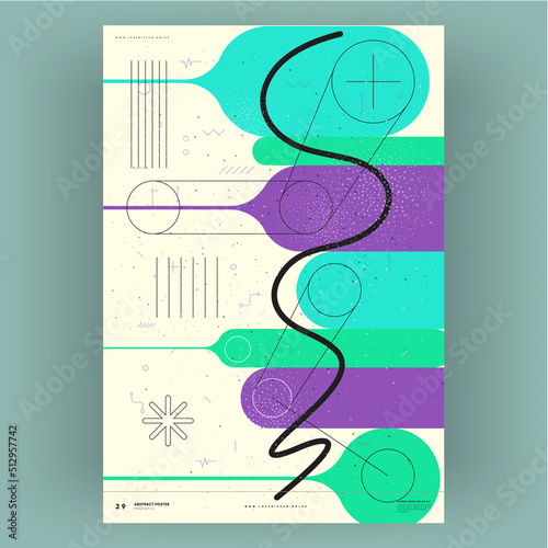 Abstract poster. Vector trendy illustrations of geometric shapes. Memphis and Bauhaus style designs. Modern painting for interior.