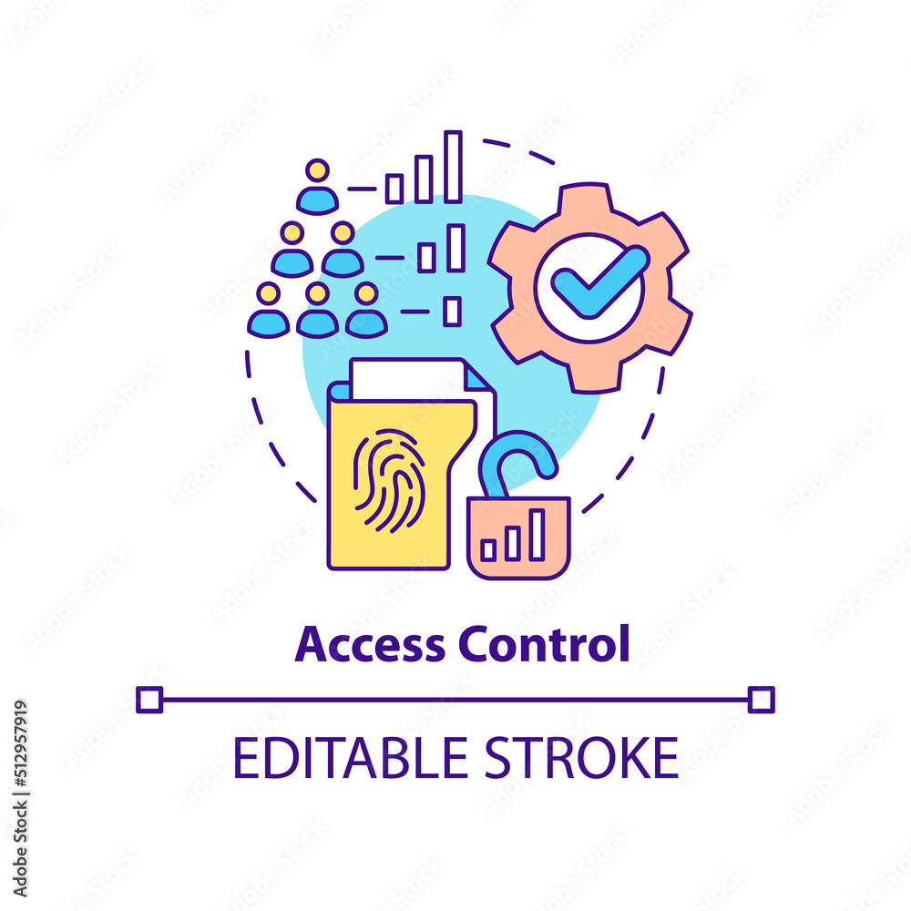 Access control concept icon. Part of physical security standard abstract idea thin line illustration. Cybersecurity. Isolated outline drawing. Editable stroke. Arial, Myriad Pro-Bold fonts used