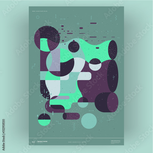 Abstract poster. Vector trendy illustrations of geometric shapes. Memphis and Bauhaus style designs. Modern painting for interior.