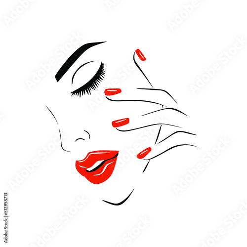 Beautiful young woman with natural makeup sketch. Cosmetics sale banner design vector illustration. logo for beauty salon isolated on white background.
Fashion portrait illustration.