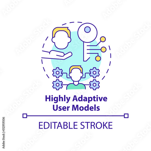Highly adaptive user models concept icon. Human-computer interaction abstract idea thin line illustration. User modeling. Isolated outline drawing. Editable stroke. Arial, Myriad Pro-Bold fonts used