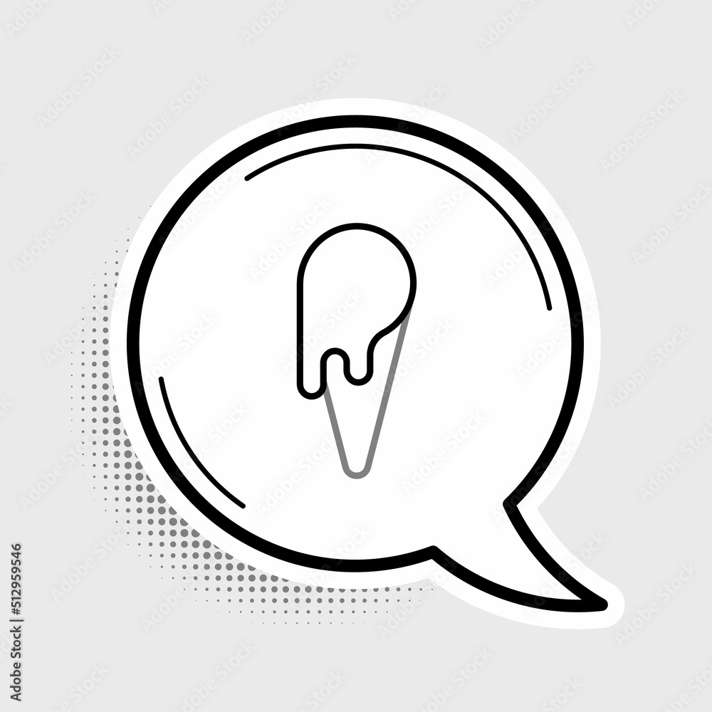 Line Ice cream in waffle cone icon isolated on grey background. Sweet symbol. Colorful outline concept. Vector Line Ice cream in waffle cone icon isolated on grey background. Sweet symbol. Colorful outline concept. Vector