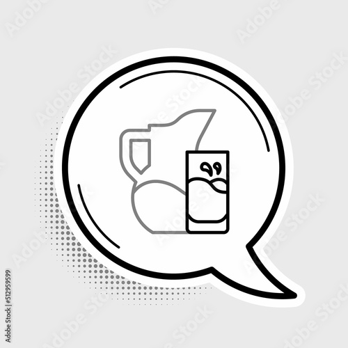 Line Milk jug or pitcher and glass icon isolated on grey background. Colorful outline concept. Vector