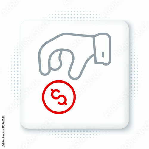 Line Donate or pay your zakat as muslim obligatory icon isolated on white background. Muslim charity or alms in ramadan kareem before eid al-fir. Colorful outline concept. Vector
