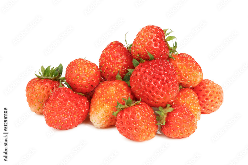 Ripe strawberries on a white background, summer berries. Ripe strawberries on a white background, summer berries.