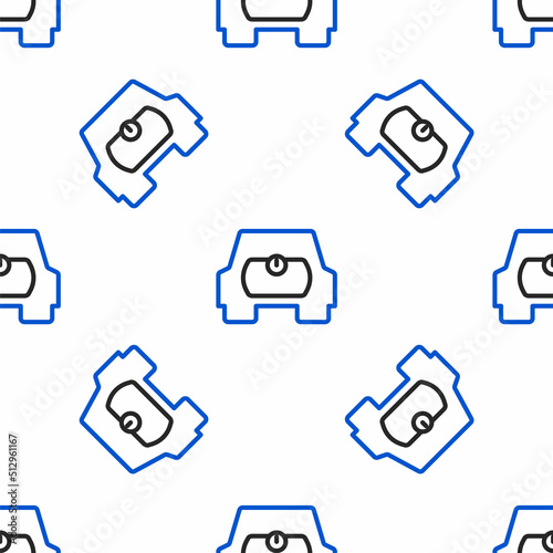 Line Gas tank for vehicle icon isolated seamless pattern on white background. Gas tanks are installed in a car. Colorful outline concept. Vector