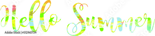 Hello summer bright rainbow banner, postcard. Watercolor splash background .Vector illustration