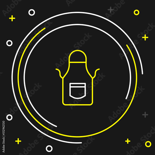 Line Blacksmith apron icon isolated on black background. Protective clothing and tool worker. Colorful outline concept. Vector