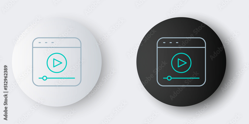 Line Live streaming online videogame play icon isolated on grey background. Colorful outline concept. Vector Line Live streaming online videogame play icon isolated on grey background. Colorful outline concept. Vector