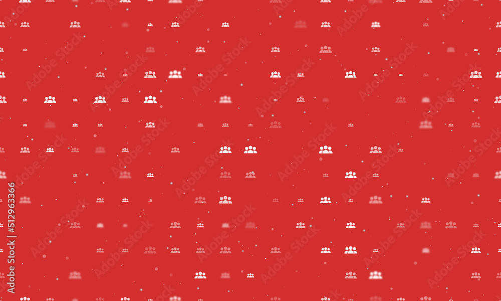 Seamless background pattern of evenly spaced white people symbols of different sizes and opacity. Vector illustration on red background with stars Seamless background pattern of evenly spaced white people symbols of different sizes and opacity. Vector illustration on red background with stars