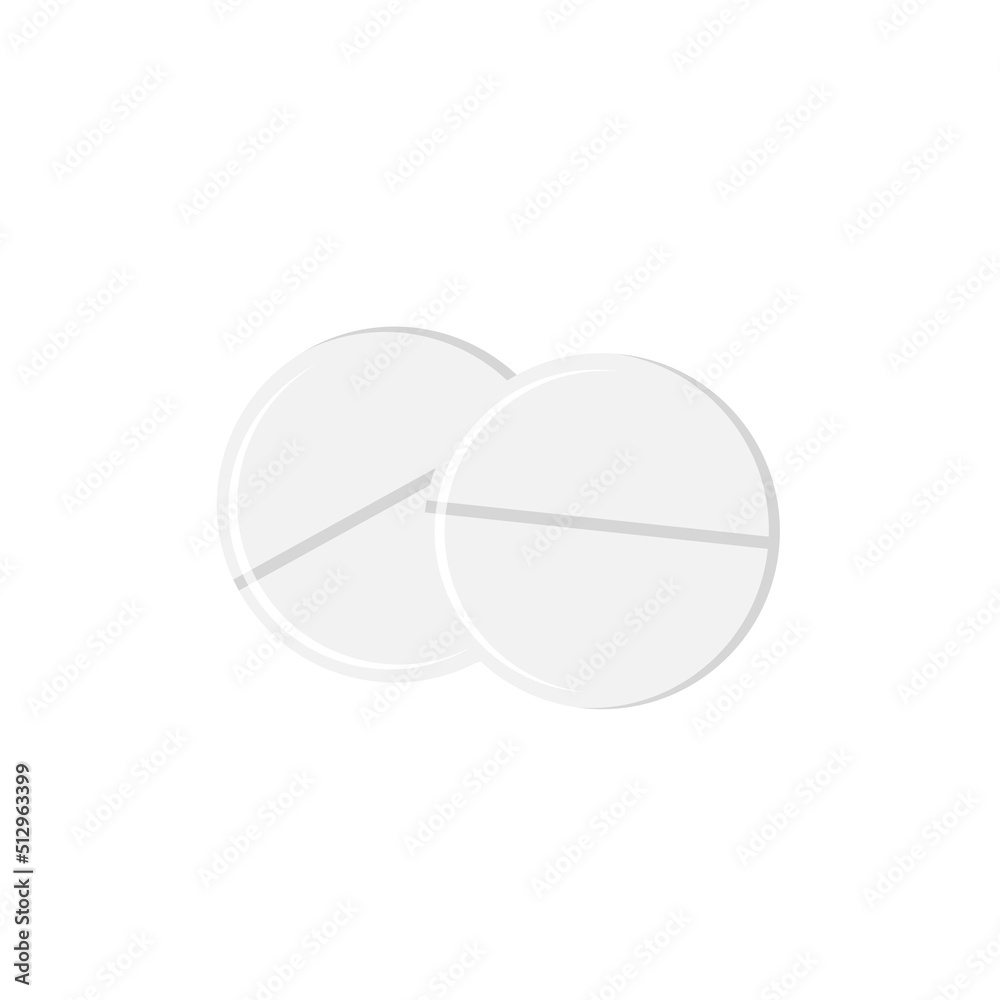 Vector illustration of medicinal round tablets with shadows, in a flat style, isolated on a white background. Vector illustration of medicinal round tablets with shadows, in a flat style, isolated on a white background.