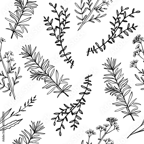 Seamless Pattern. One Line Drawing Set Of Plants Black Sketch of Flowers Isolated on white Background. Flowers Minimalist Prints Set. Vector. Modern Single Line Art, Aesthetic Contour.