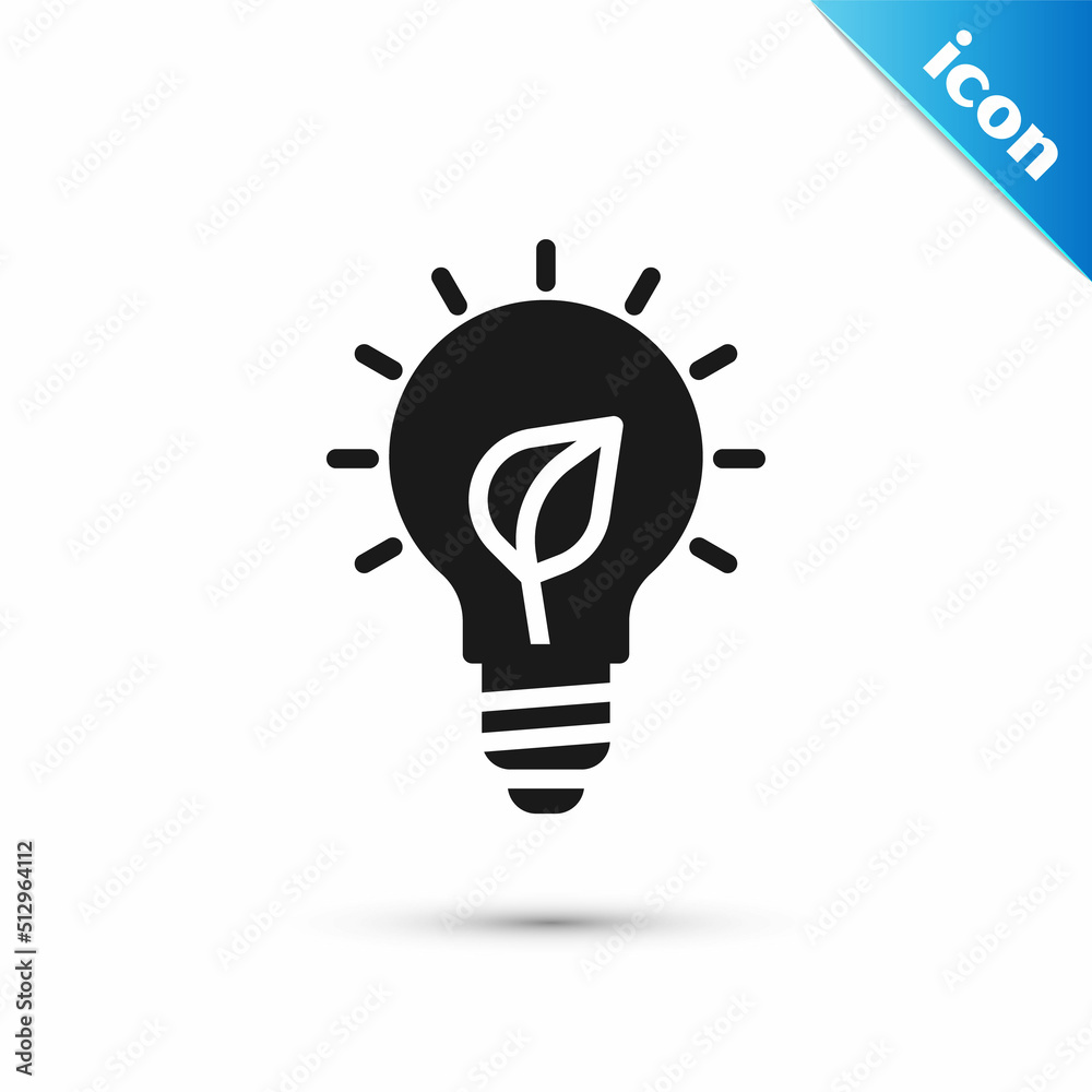 Grey Light bulb with leaf icon isolated on white background. Eco energy concept. Alternative energy concept. Vector Grey Light bulb with leaf icon isolated on white background. Eco energy concept. Alternative energy concept. Vector