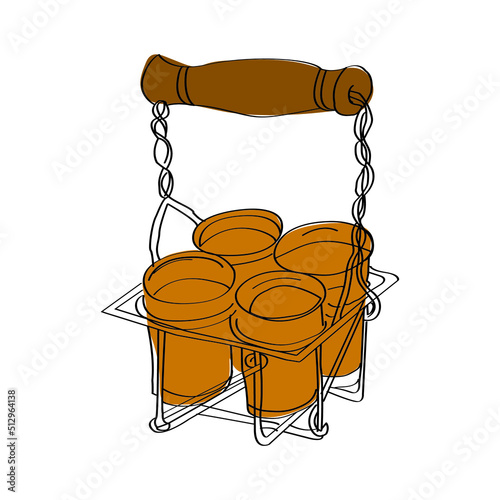 tea with glass stand drawing design for restaurant wall decoration. easy to editable fie.