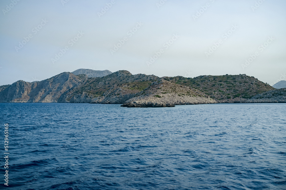 Greek island oast Rhodos sunset Mediterranean sea