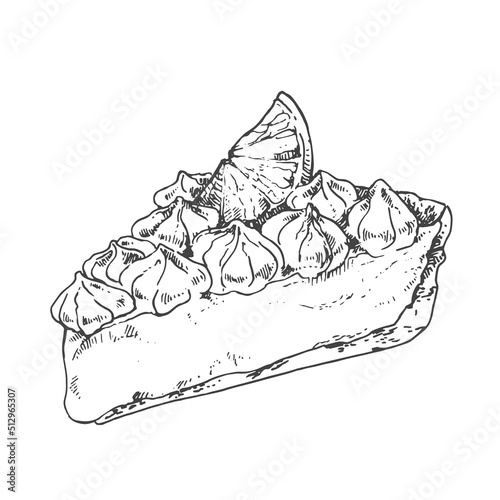 Hand drawn vector lemon cream pie illustration