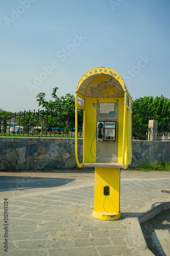 Yellow payphone beach greece rhodos payphone