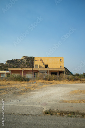Abandoned hotel beach sunset Rhodos Greece