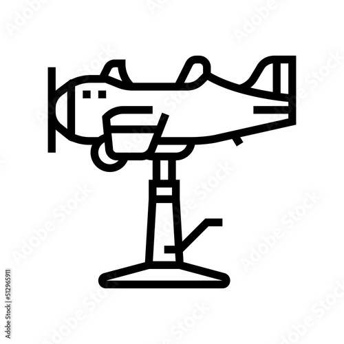 kid haircut chair plane line icon vector. kid haircut chair plane sign. isolated contour symbol black illustration