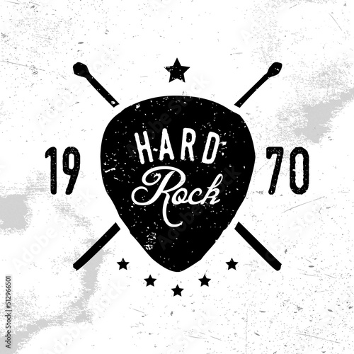 Hard rock 1970 retro logo, emblem, t-shirt print