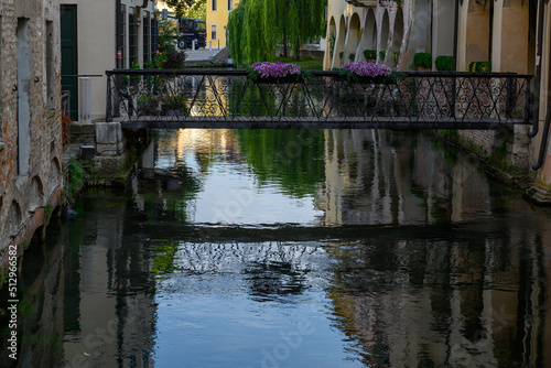 Canal in Treviso city, Italy.