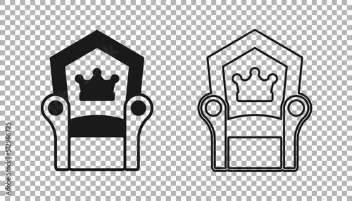 Black Medieval throne icon isolated on transparent background. Vector