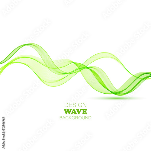 Green wave with shadow on white background, wave horizontal lines design