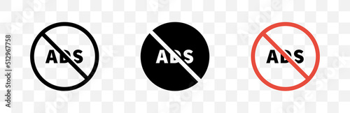 No Ads icon set. Vector isolated illustration. Advertisement sign collection.