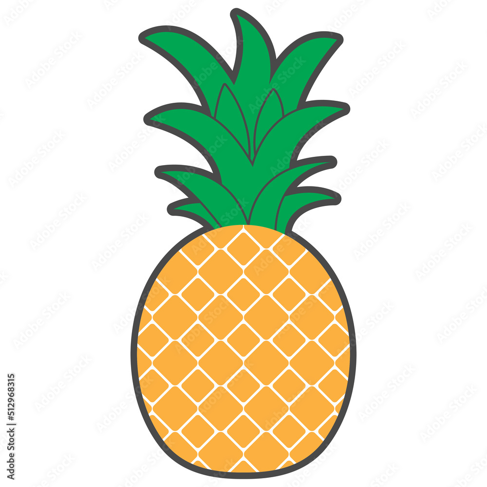 Isolated pineapple. Vector simple pineapple. Tropical yellow fruit, juicy delicious pineapple. Isolated pineapple. Vector simple pineapple. Tropical yellow fruit, juicy delicious pineapple.