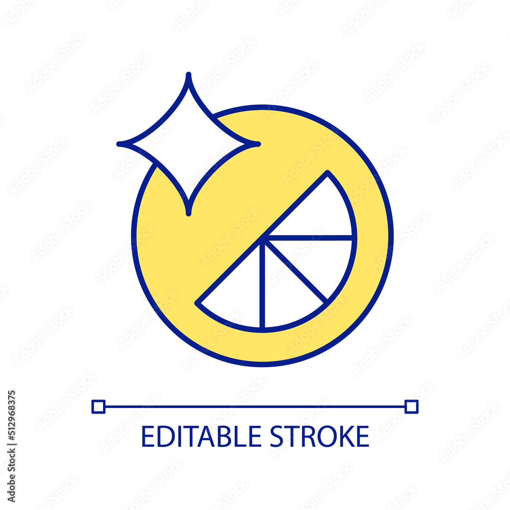 New segment RGB color icon. Creating new company and brand. Fresh orange segment. Citrus fruit. Isolated vector illustration. Simple filled line drawing. Editable stroke. Arial font used