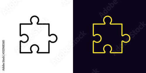 Outline puzzle part icon, with editable stroke. Jigsaw puzzle piece, app addition pictogram. Business solution