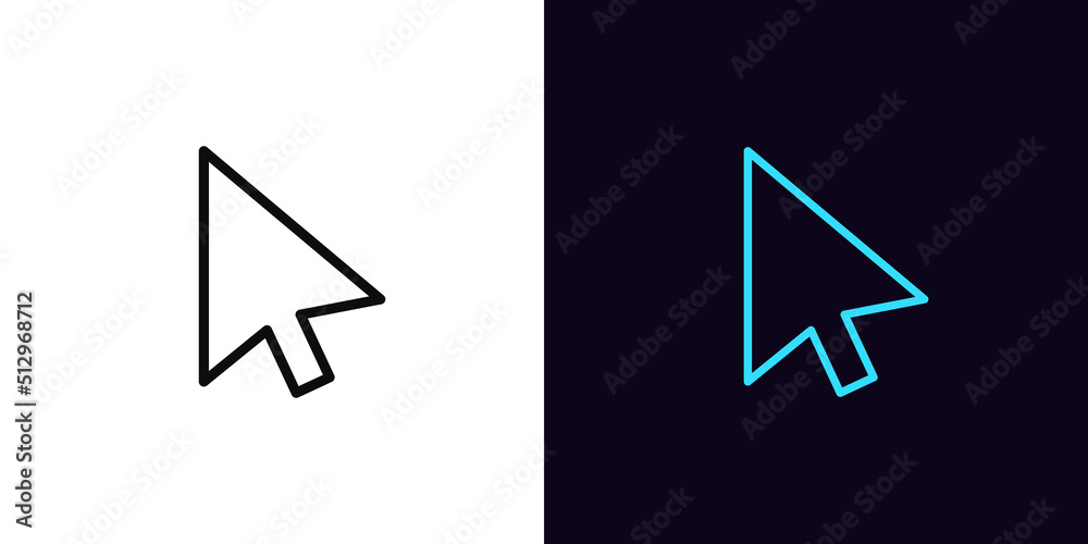 Outline mouse cursor icon, with editable stroke. Computer arrow sign to select and click, interface pointer pictogram. Digital cursor and arrow Outline mouse cursor icon, with editable stroke. Computer arrow sign to select and click, interface pointer pictogram. Digital cursor and arrow