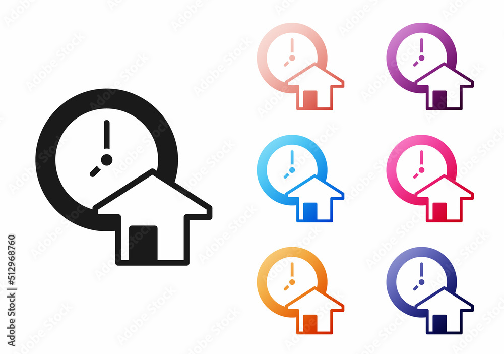 Black Time is money icon isolated on white background. Money is time. Effective time management. Convert time to money. Set icons colorful. Vector Black Time is money icon isolated on white background. Money is time. Effective time management. Convert time to money. Set icons colorful. Vector