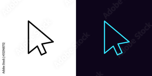 Outline mouse cursor icon, with editable stroke. Computer arrow sign to select and click, interface pointer pictogram. Digital cursor and arrow