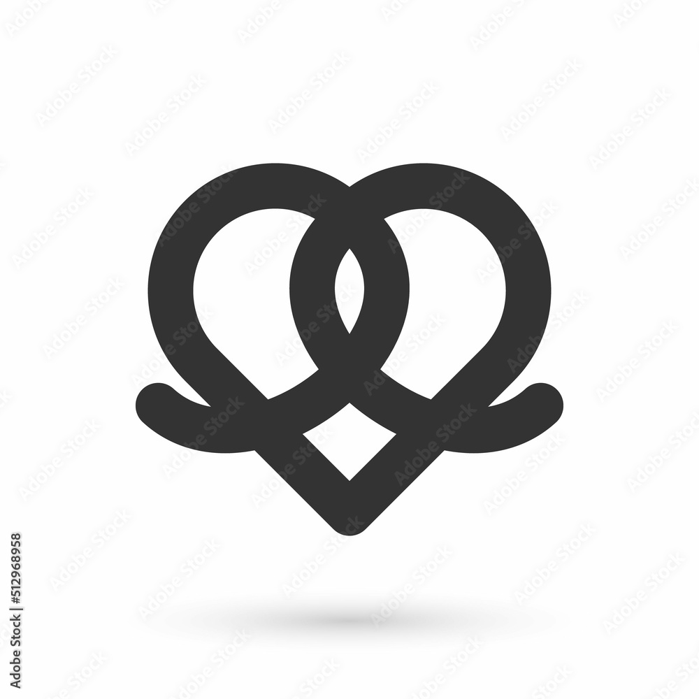 Grey Pretzel icon isolated on white background. German comfort food pastry. Oktoberfest festival. Vector Grey Pretzel icon isolated on white background. German comfort food pastry. Oktoberfest festival. Vector