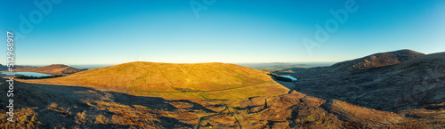 panoramic Aerial view of winter morning in Mourne Mountains area,Northern Ireland