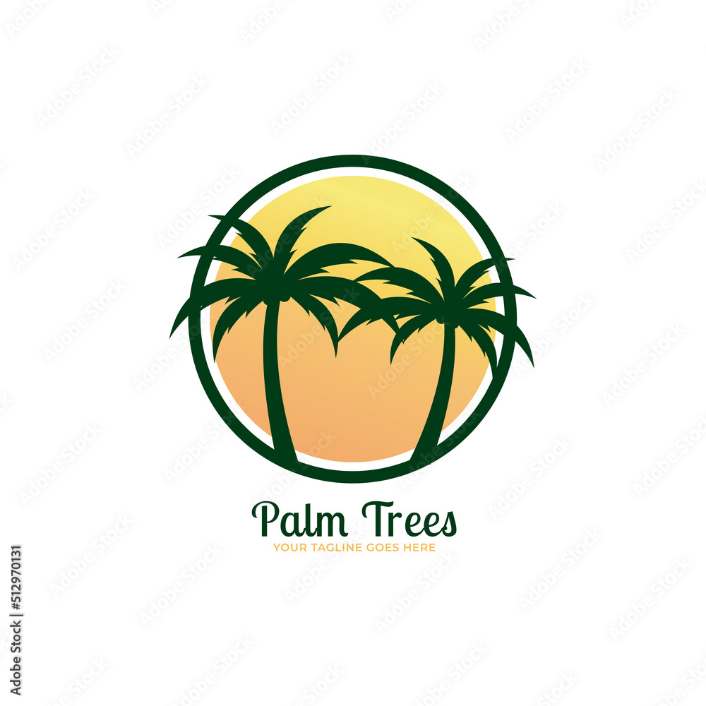 palm tree hipster vintage logo vector icon illustration