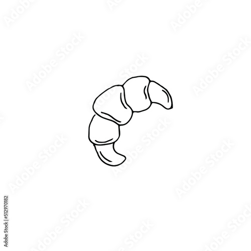 Croissant painted on a white background