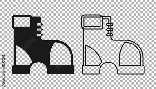 Black Hunter boots icon isolated on transparent background. Vector