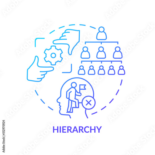 Hierarchy blue gradient concept icon. Discourage employees. Adaptability enemy in human resources abstract idea thin line illustration. Isolated outline drawing. Myriad Pro-Bold fonts used